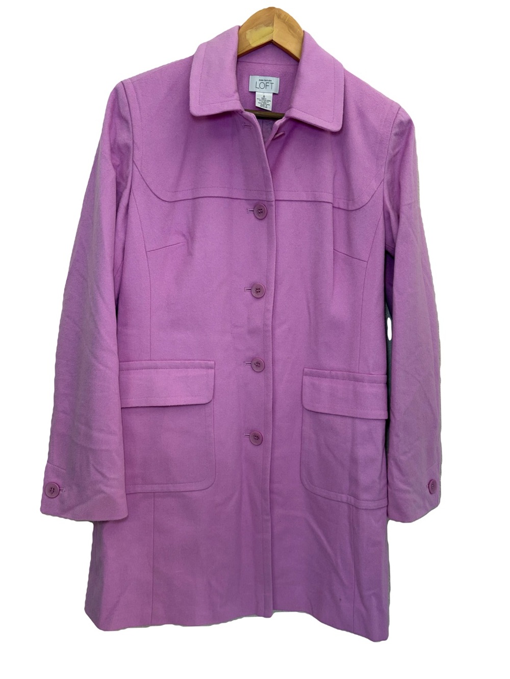 Ann Taylor LOFT Lilac Virgin Wool Blend Peacoat Jacket Spring Coat Single Button